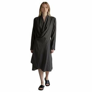 Soft Surroundings Black 100% Linen Maxi Length Wrap Cardigan Jacket Coverup sz M